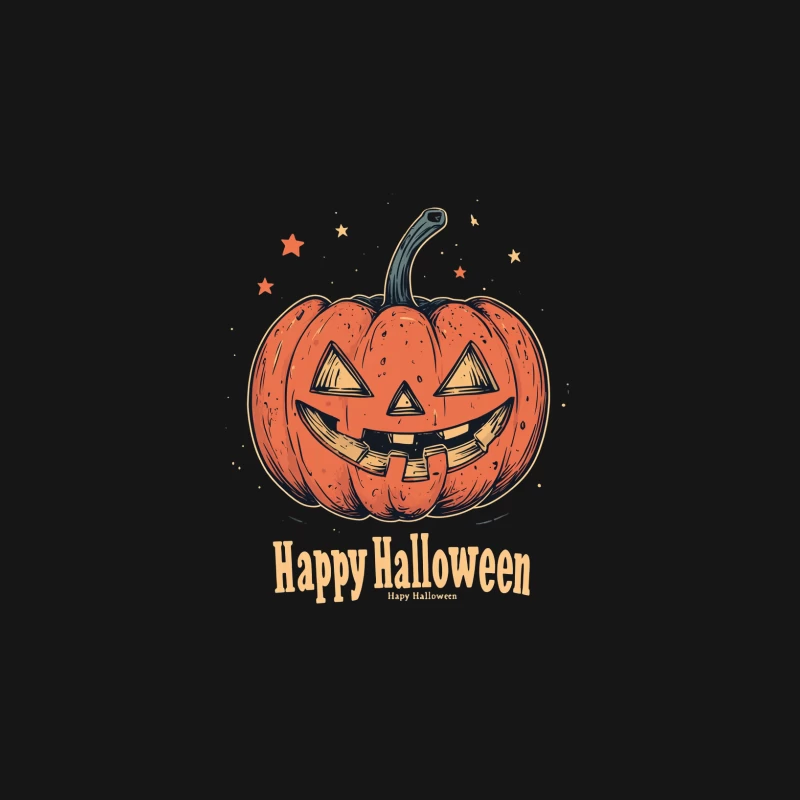 Festive Halloween Jack-o'-Lantern Cartoon Illustration Male Long Sleeve T-Shirt