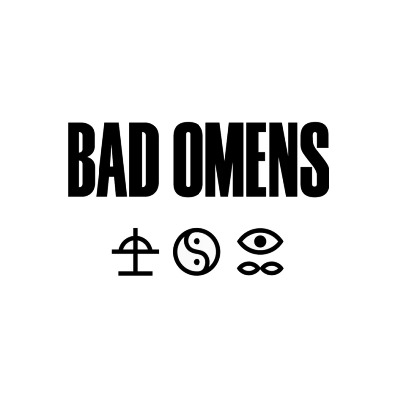 Bad Omens Band Logo with Mystical Symbols in Black and White Pin