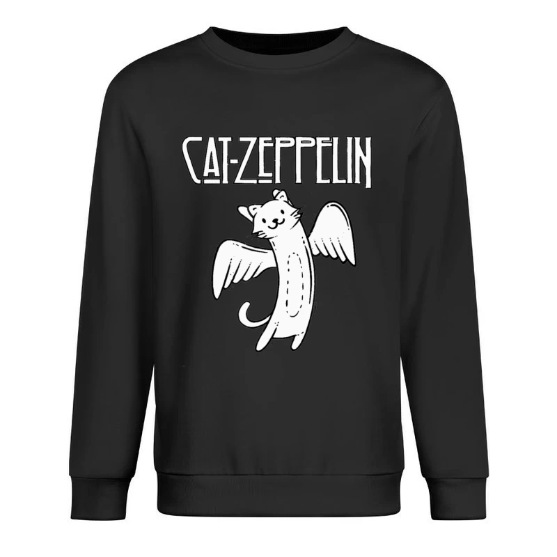 Flying Cat Zeppelin Logo - Musical Band Cartoon Male Pullover Sweatshirt