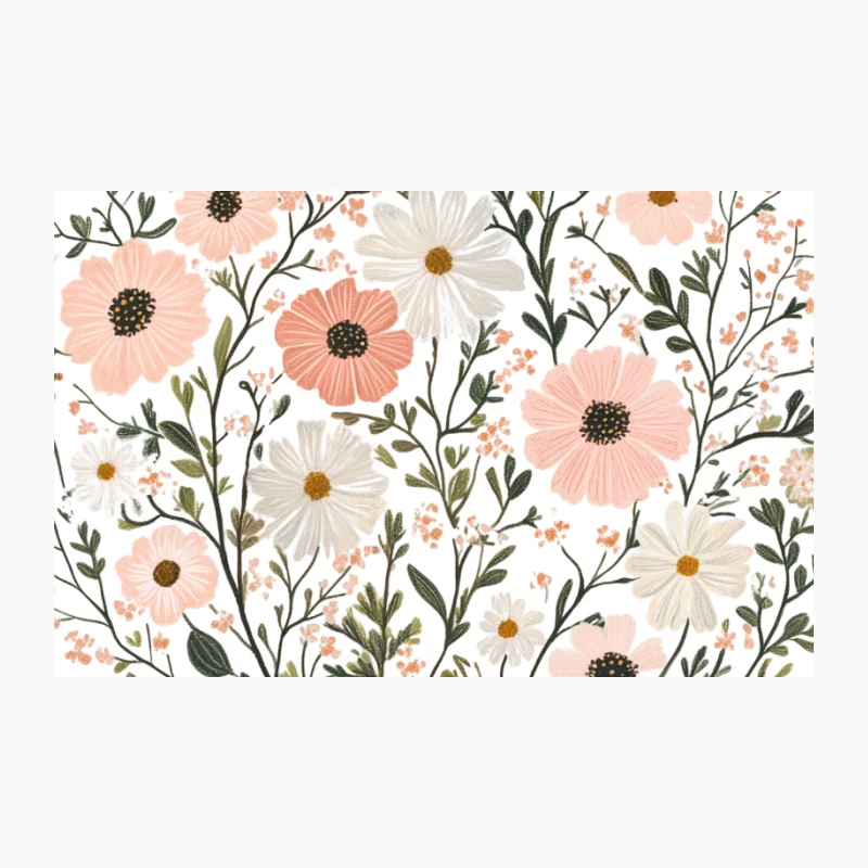 Whimsical Pastel Floral Circular Illustration Travel Mug