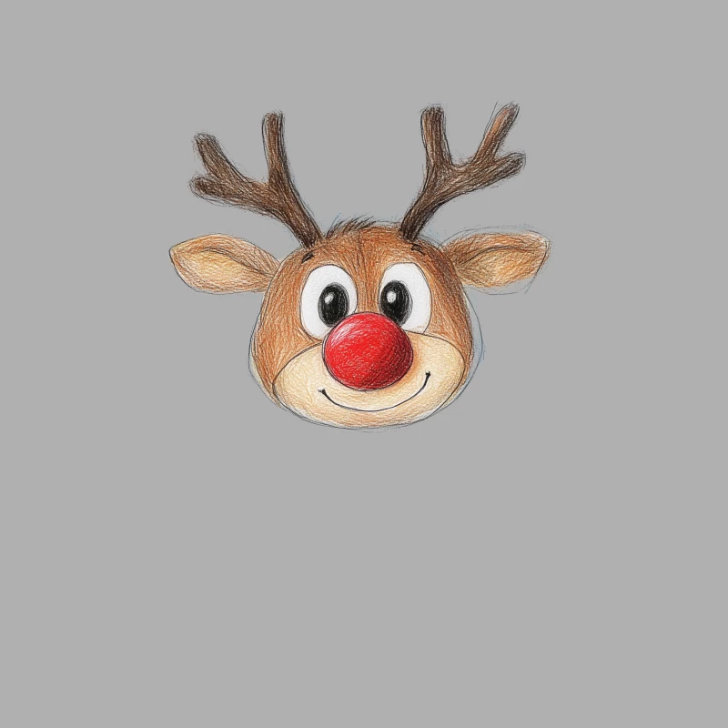 Cute Cartoon Reindeer with Red Nose Drawing Male Tank Top
