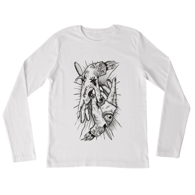 Opera d'Arte Astratta Scura Maglietta maniche lunghe Donna