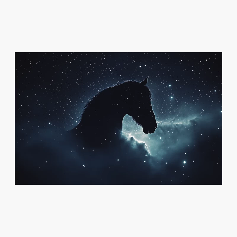 Celestial Equine: A Horse's Silhouette Against the Cosmic Night Travel Mug