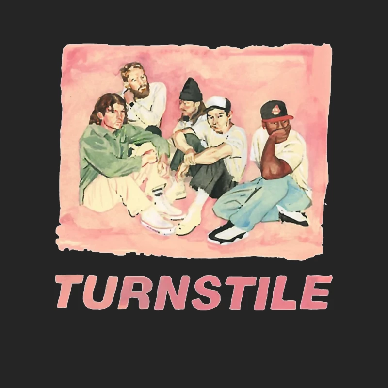 Watercolor Portrait of Hip Hop Group "Turnstile" Male Pullover Sweatshirt