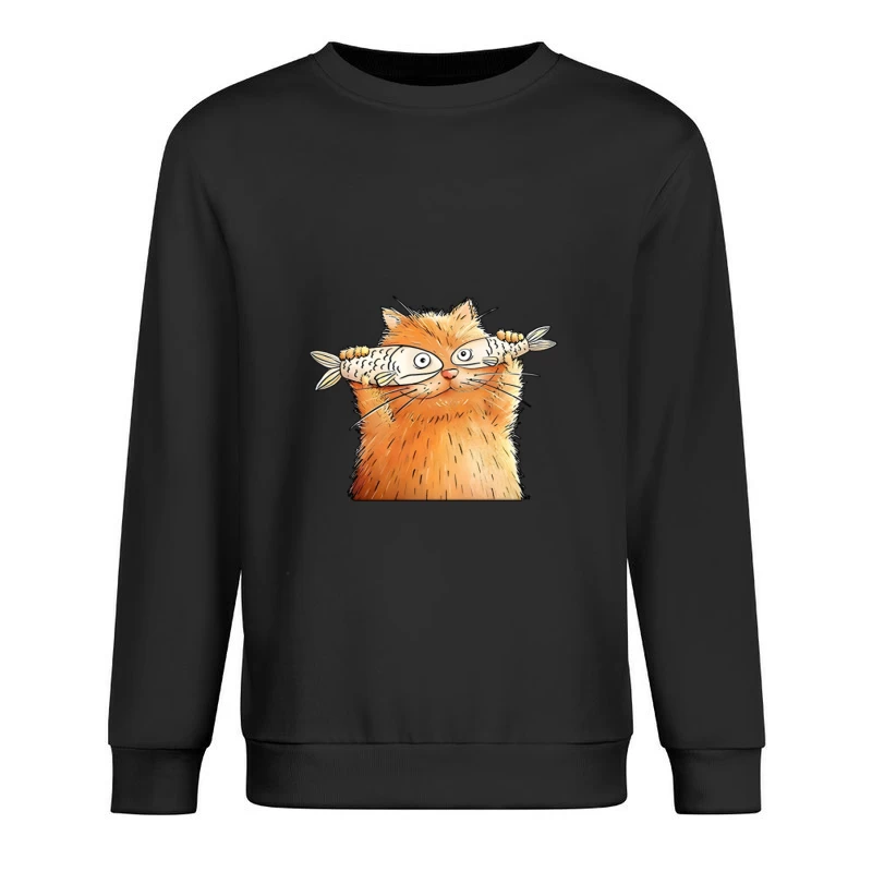 Illustration de chat avec des poissons Homme Sweat-shirt à enfiler