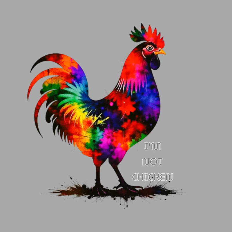 Rainbow Watercolor Rooster with Text Male Pullover Hoodie