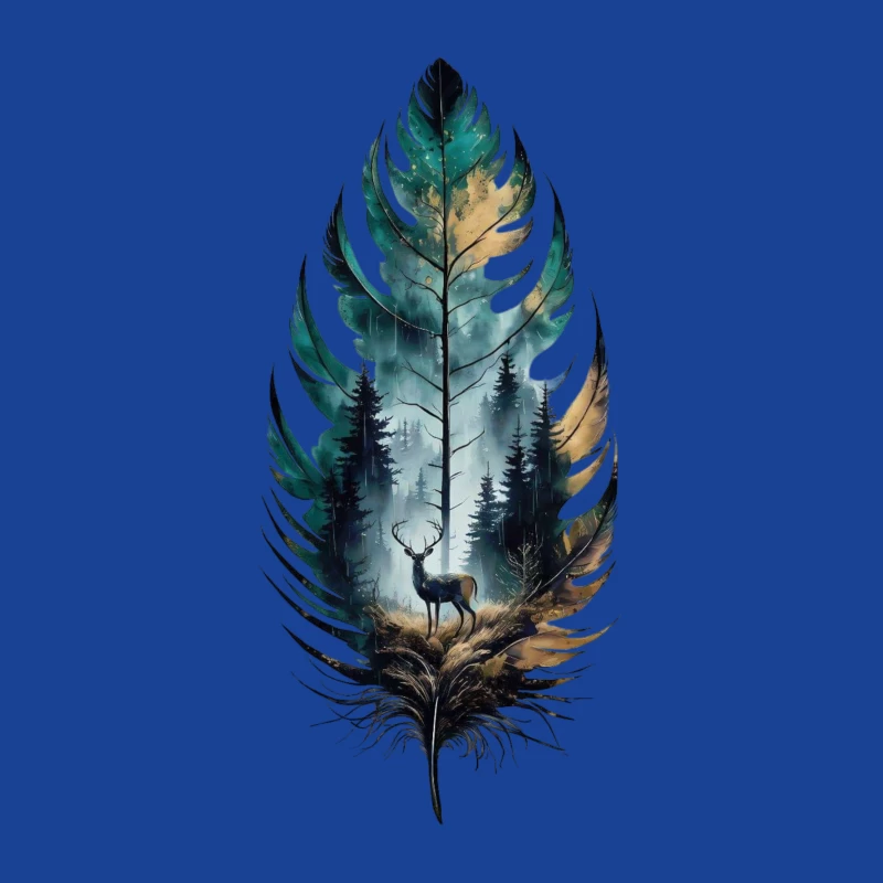 Nature-Inspired Art with Deer and Forest Male T-Shirt