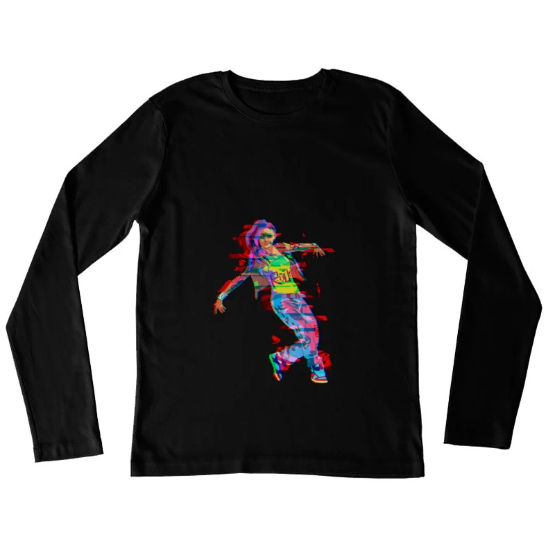 Futuristischer Tänzer mit glitchiger Ästhetik Damen Langarm T-Shirt