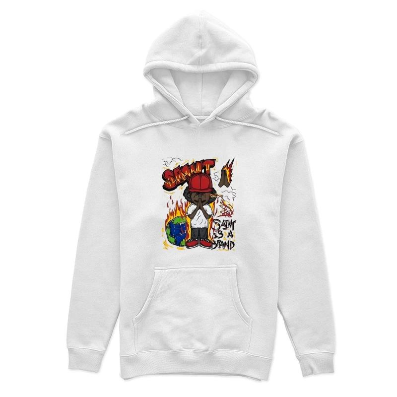 Personnage priant avec flammes et terre Femme Sweat à capuche