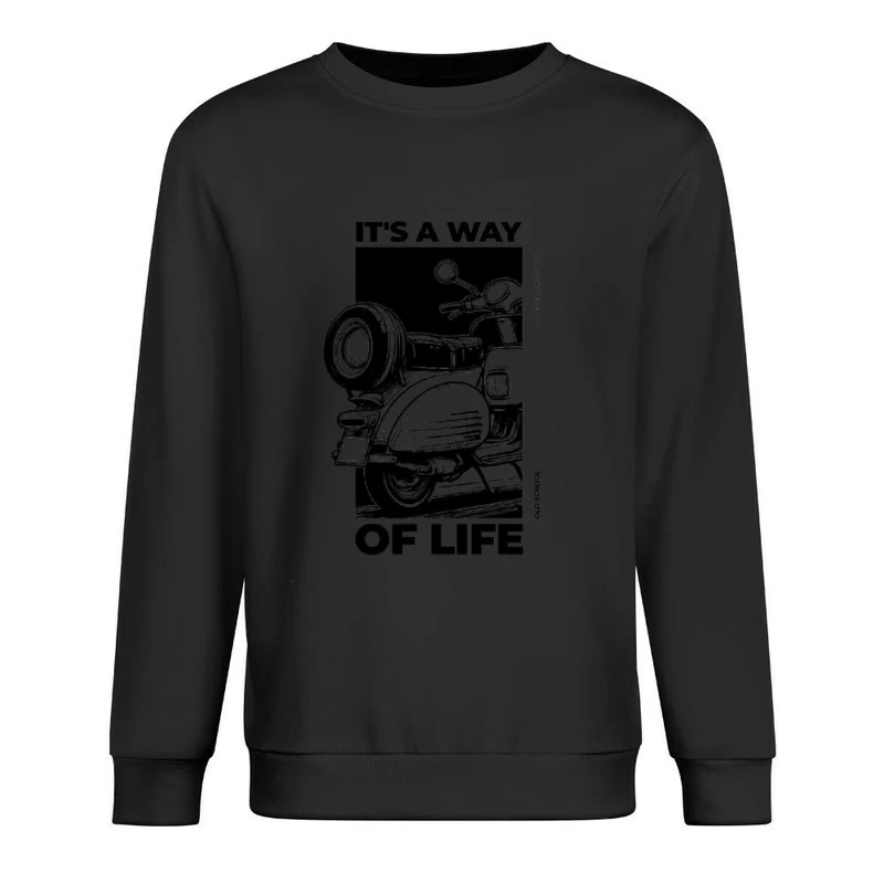 Vintage Scooter Lifestyle Illustration Male Pullover Sweatshirt