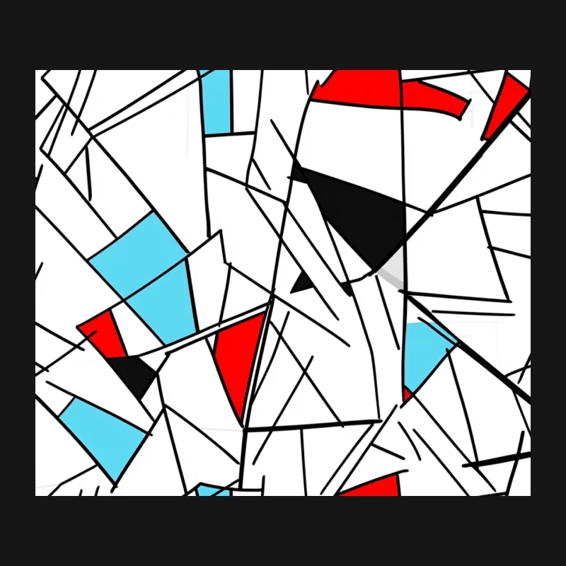 Modern Abstract Geometric Pattern in Red, Blue, White, and Black Mouse Pad