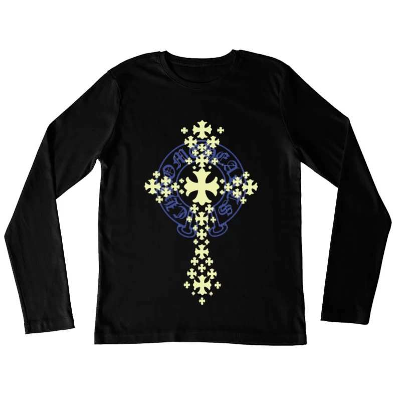 Kreatives Kreuzdesign mit Text Damen Langarm T-Shirt