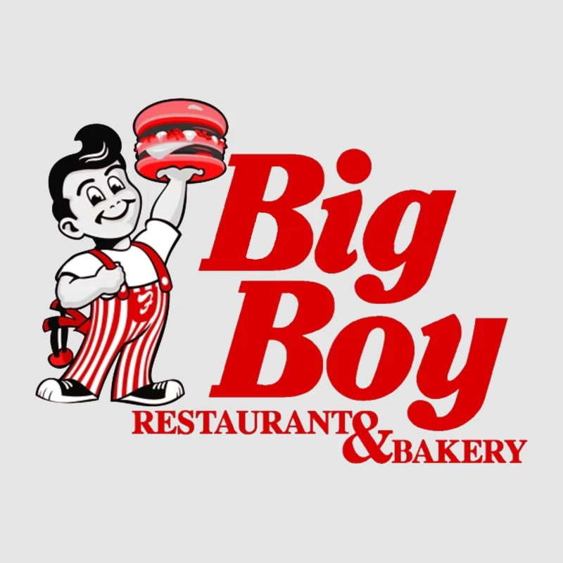 Vintage Big Boy Restaurant and Bakery Logo with Cartoon Mascot Male Pullover Hoodie