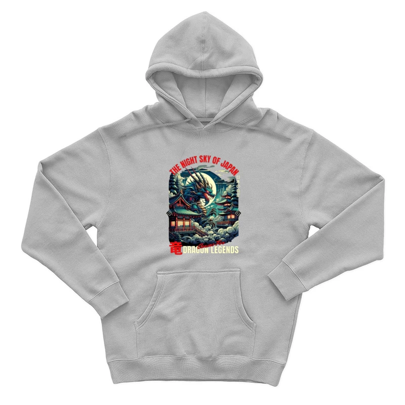 Mythical Dragon Under Japanese Night Moon Male Pullover Hoodie