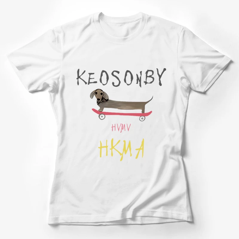 Hund auf Skateboard mit Schrift Damen T-Shirt