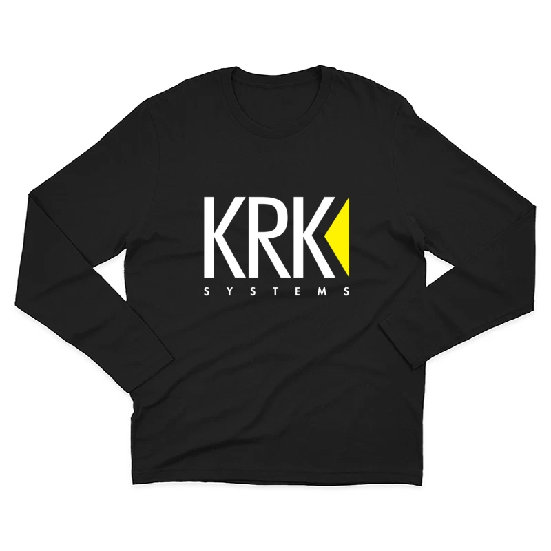 KRK Systems Minimalist Logo Design with Yellow Accent Male Long Sleeve T-Shirt