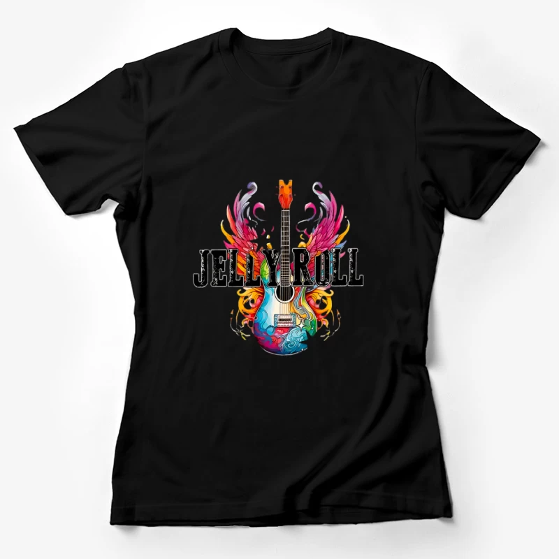Bunte E-Gitarre mit Flügeln Damen T-Shirt