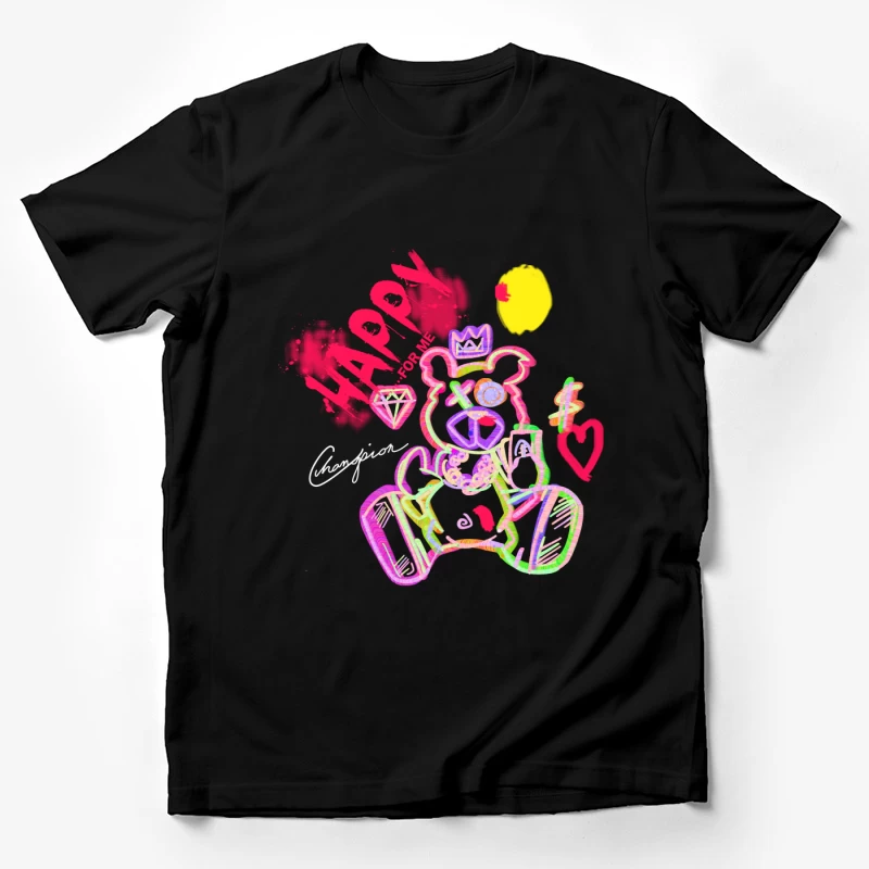 Neonbär mit Krone und Diamant Herren T-Shirt