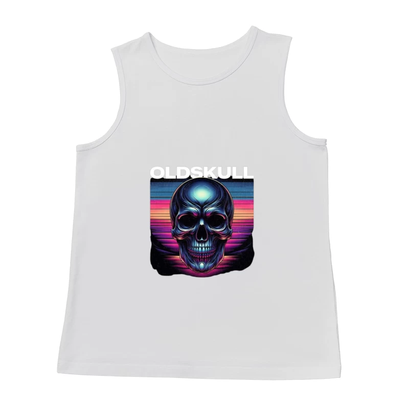 Retro Synthwave Neon Skull Artwork Male Tank Top