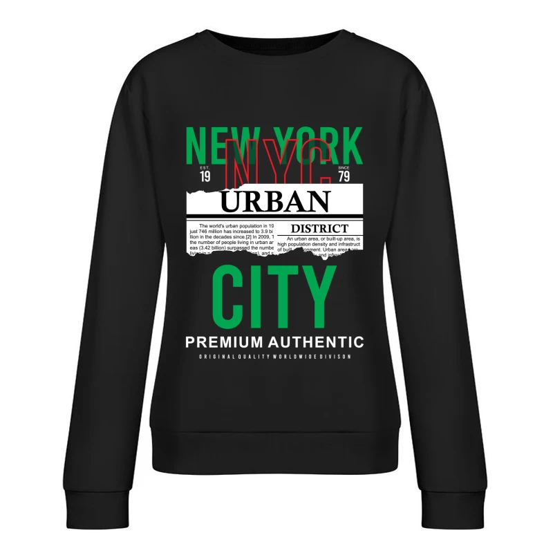 New York Urban Design in Grün und Rot Damen Pullover Sweatshirt