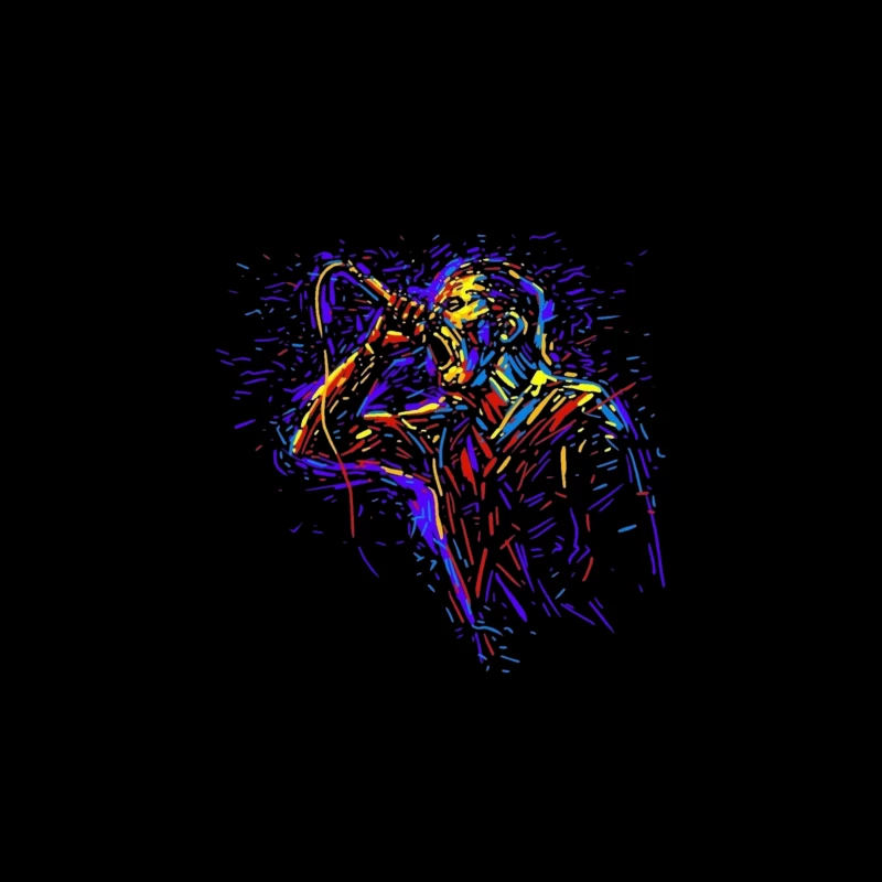 Colorful Abstract Singer Illustration Throw Pillow