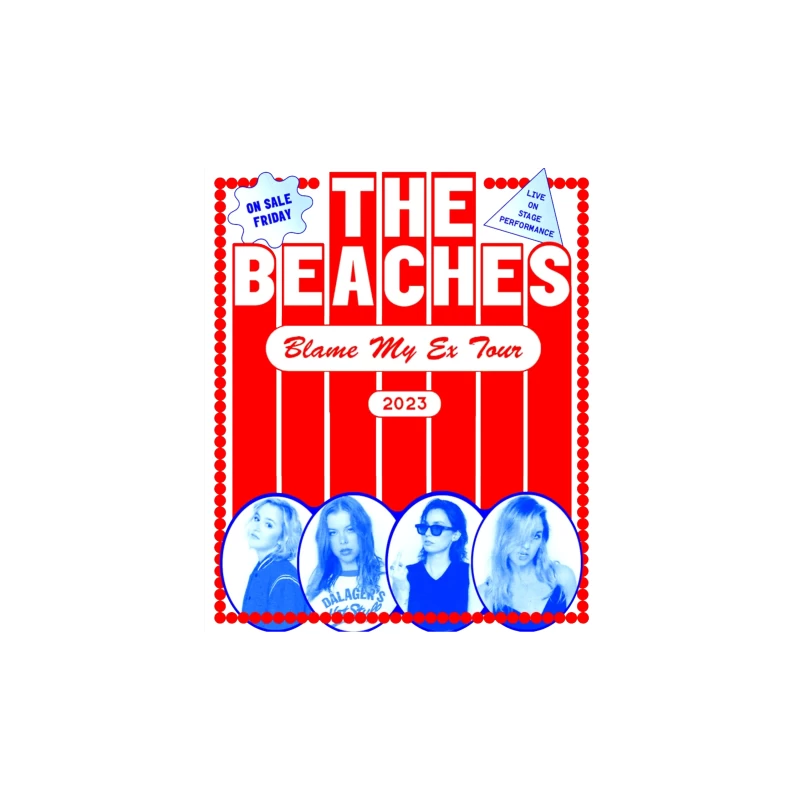 The Beaches 'Blame My Ex' 2023 Tour Retro-Style Concert Poster Throw Pillow