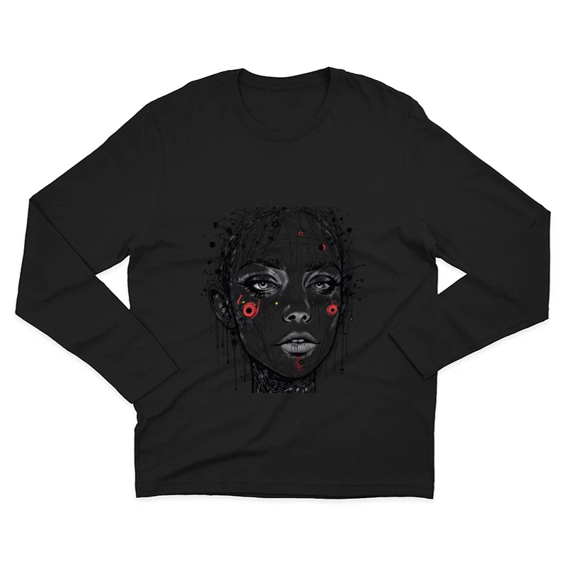 Futuristic Abstract Portrait Illustration Male Long Sleeve T-Shirt