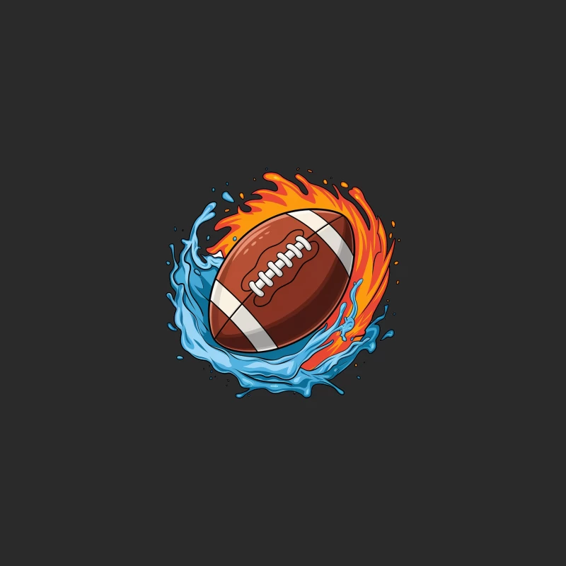 Dynamic American Football with Fire and Water Elements Baseball Cap