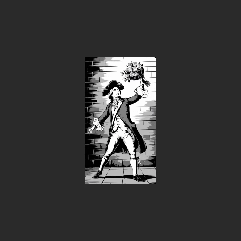 Dramatic Colonial Gentleman Offering Flowers Baseball Cap