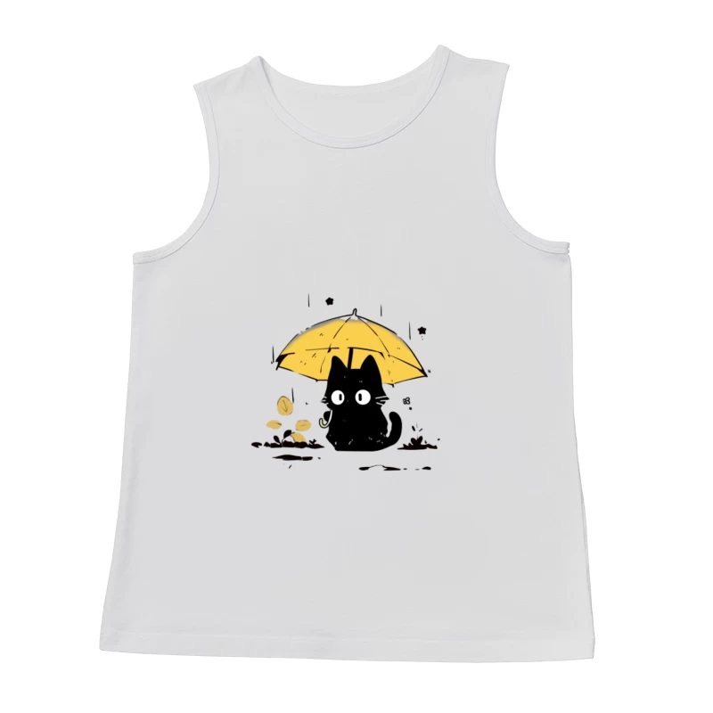 Chat noir avec un parapluie sous la pluie Homme Débardeur