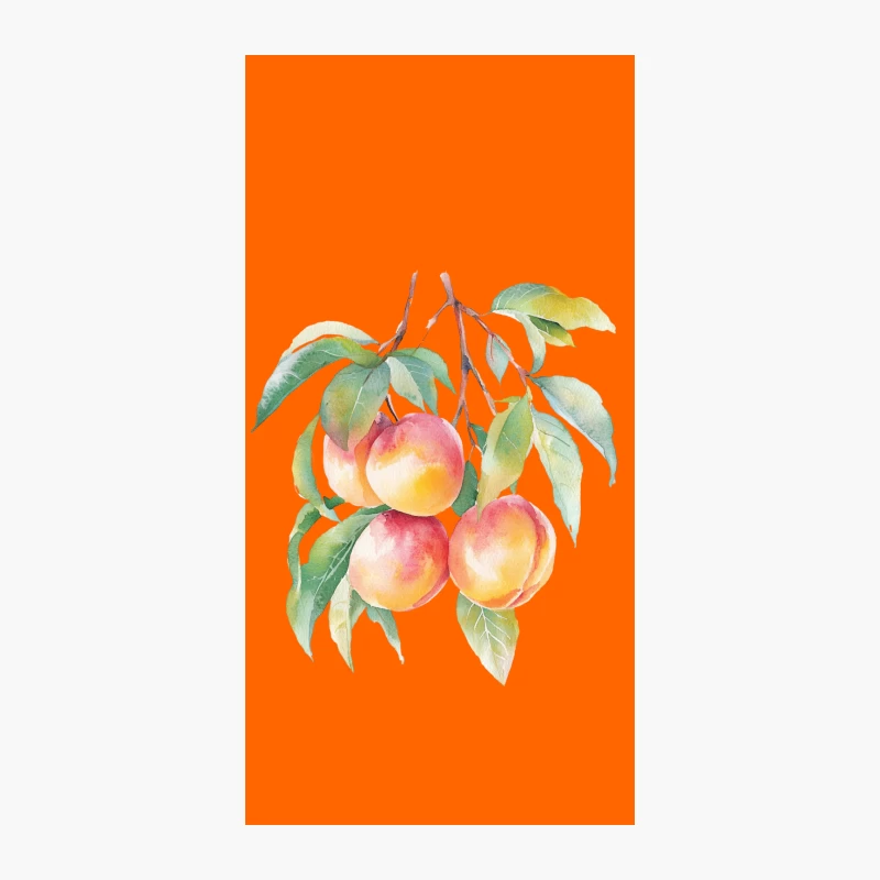 Watercolor Illustration of Peach Branch with Ripe Fruits iPhone Case