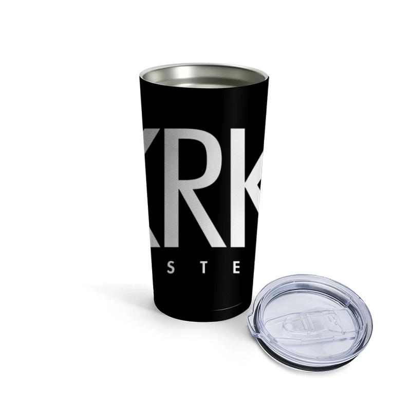 KRK Systems Minimalist Logo Design with Yellow Accent Travel Mug