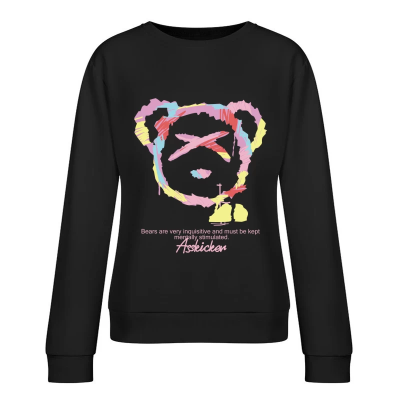 Bunter Bärenkopf mit Spruch Damen Pullover Sweatshirt
