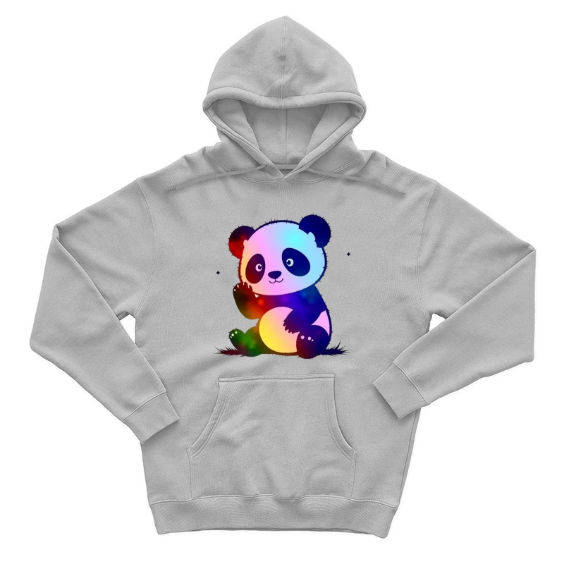 Cute Rainbow Gradient Panda Cartoon Illustration Male Pullover Hoodie