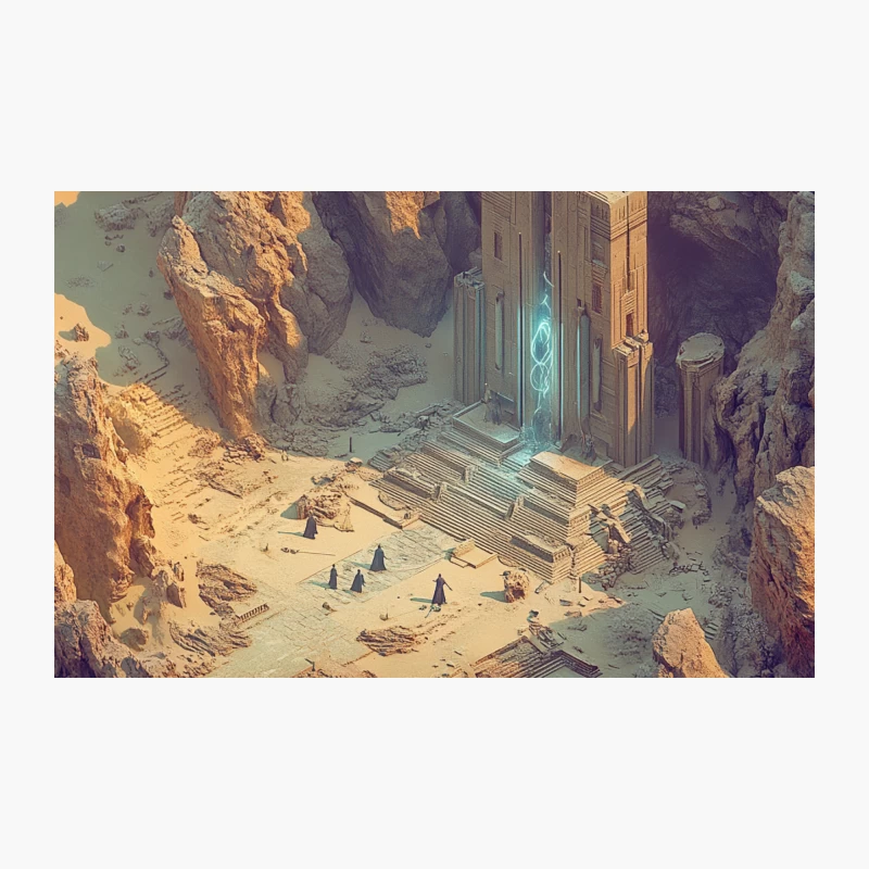 Mystical Portal Amidst Ancient Desert Ruins Travel Mug