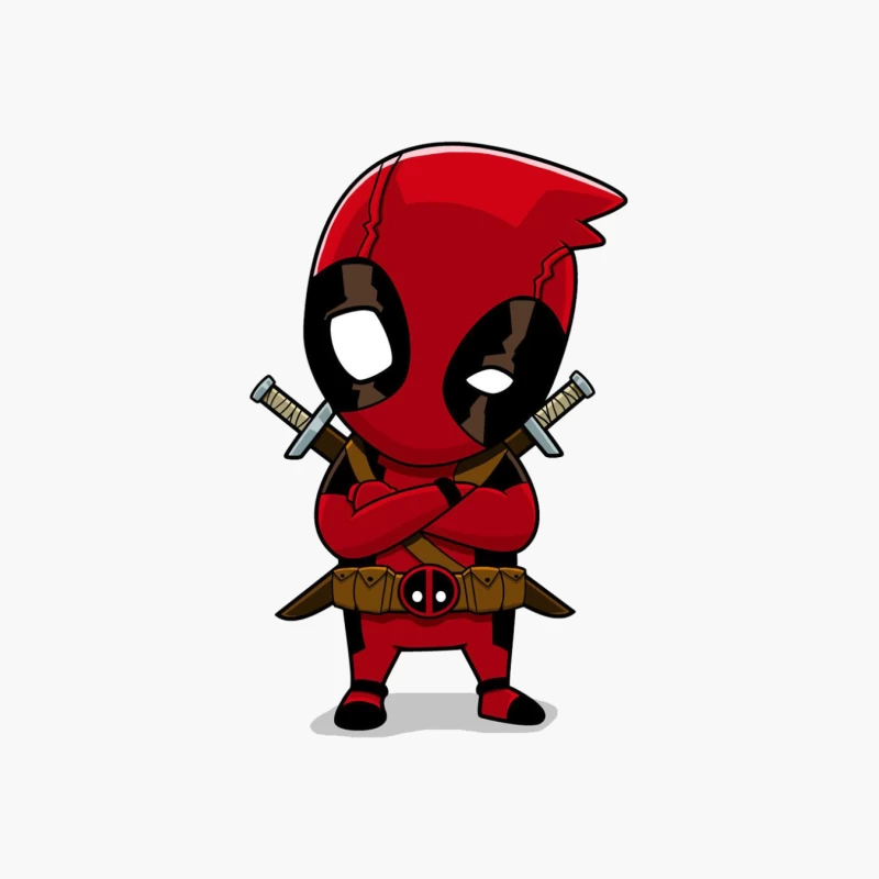 Chibi Deadpool: Marvel's Cartoon Superhero with Swords Cotton Tote Bag