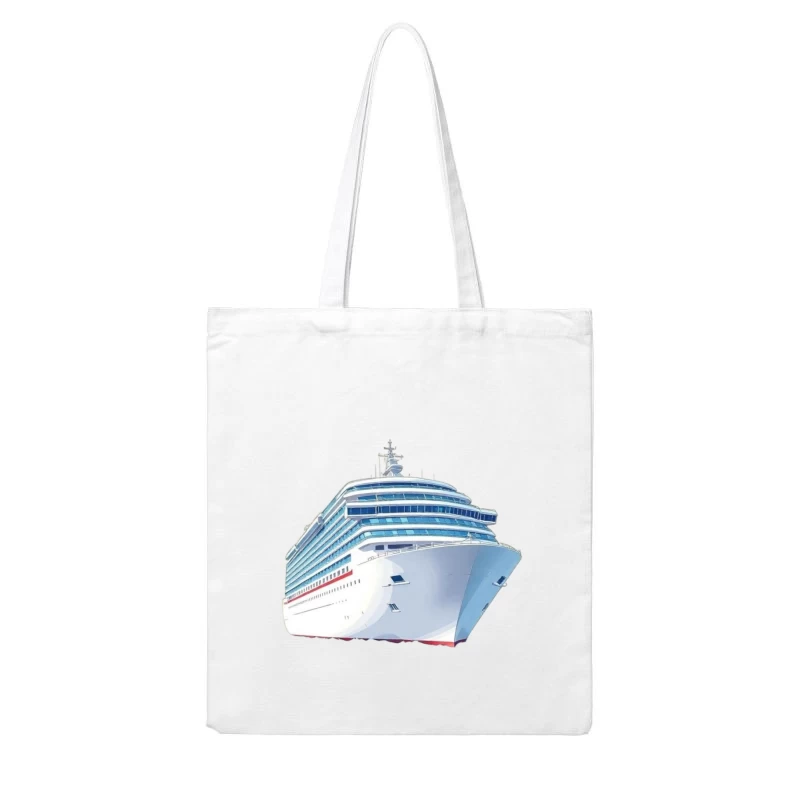 Modern Luxury Cruise Ship in White and Blue Design Cotton Tote Bag