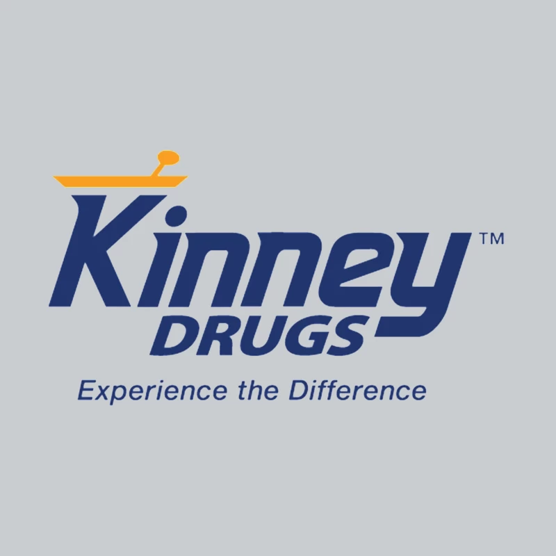 Kinney Drugs Pharmacy Logo with Blue Text and Orange Accent Baseball Cap