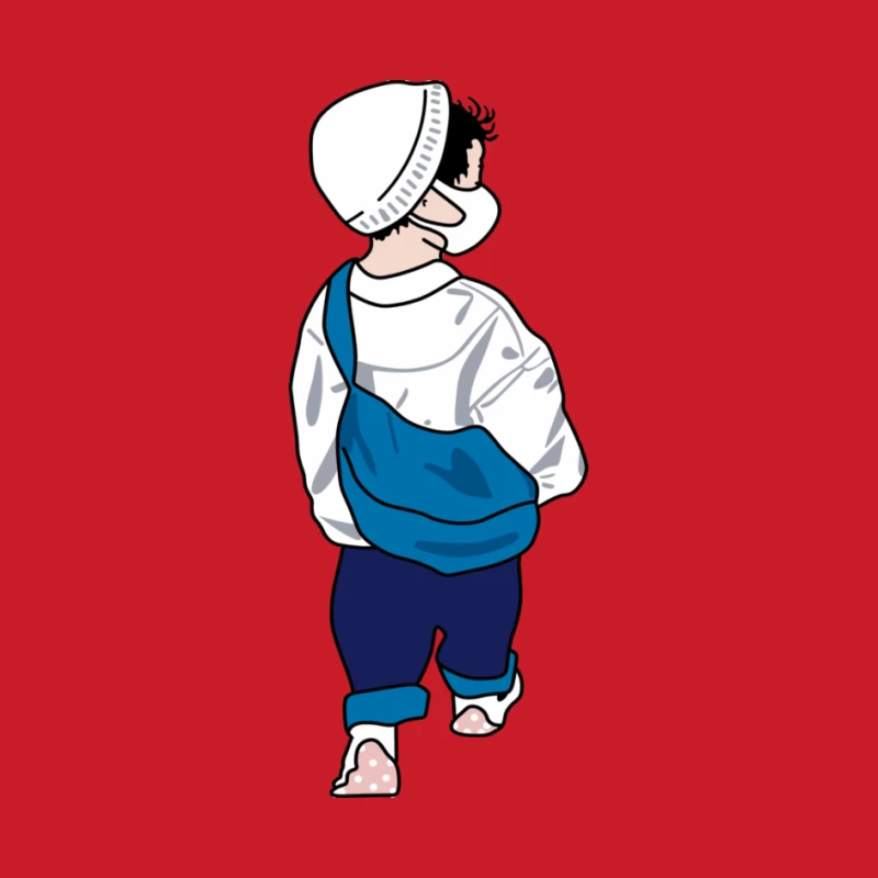 Kleinkind mit weißer Mütze und blauer Tasche Damen Pullover Hoodie