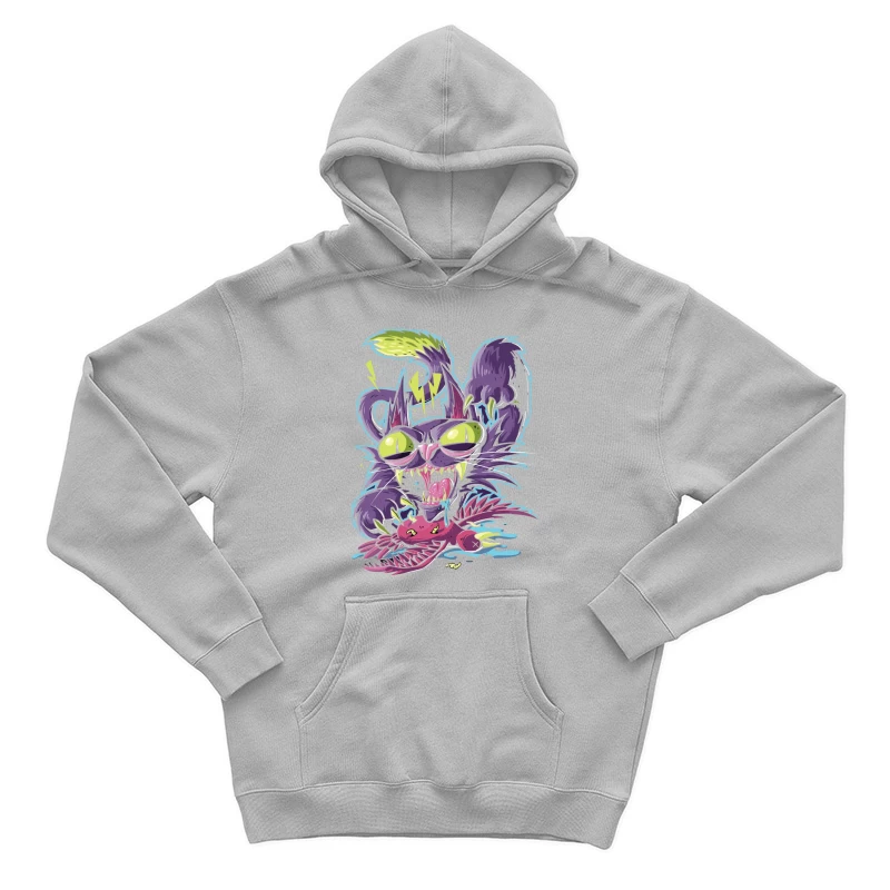 Angry Cartoon Cat Illustration Male Pullover Hoodie