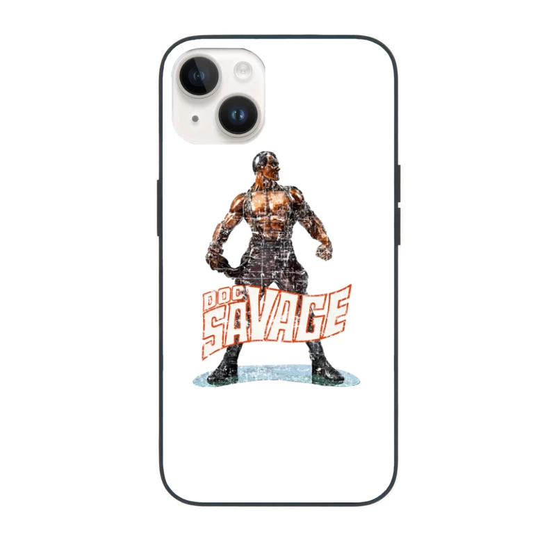 Vintage Doc Savage Pulp Fiction Superhero Illustration iPhone Case