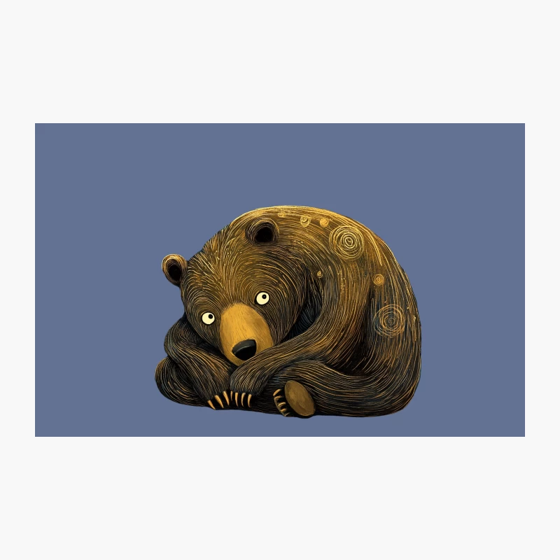 Cute Stylized Brown Bear Illustration Travel Mug