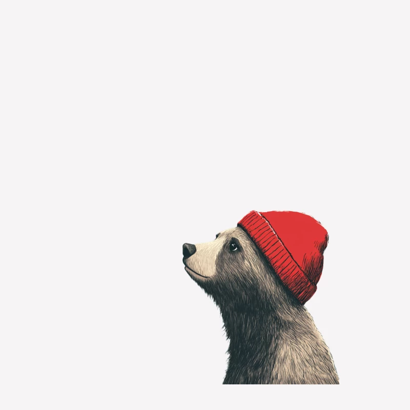 Whimsical Bear in Red Beanie Illustration Female T-Shirt