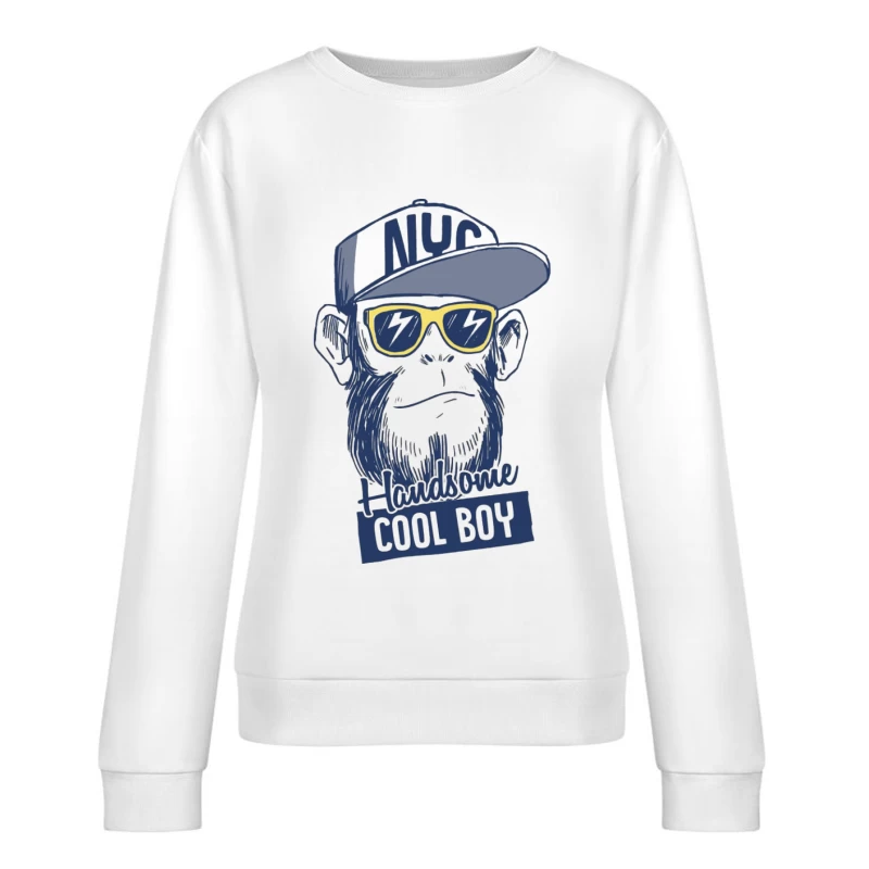 Kühler Affe mit NYC-Mütze Damen Pullover Sweatshirt