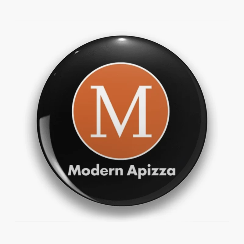 Modern Minimalist Orange Circle M Logo for Apizza Restaurant Pin