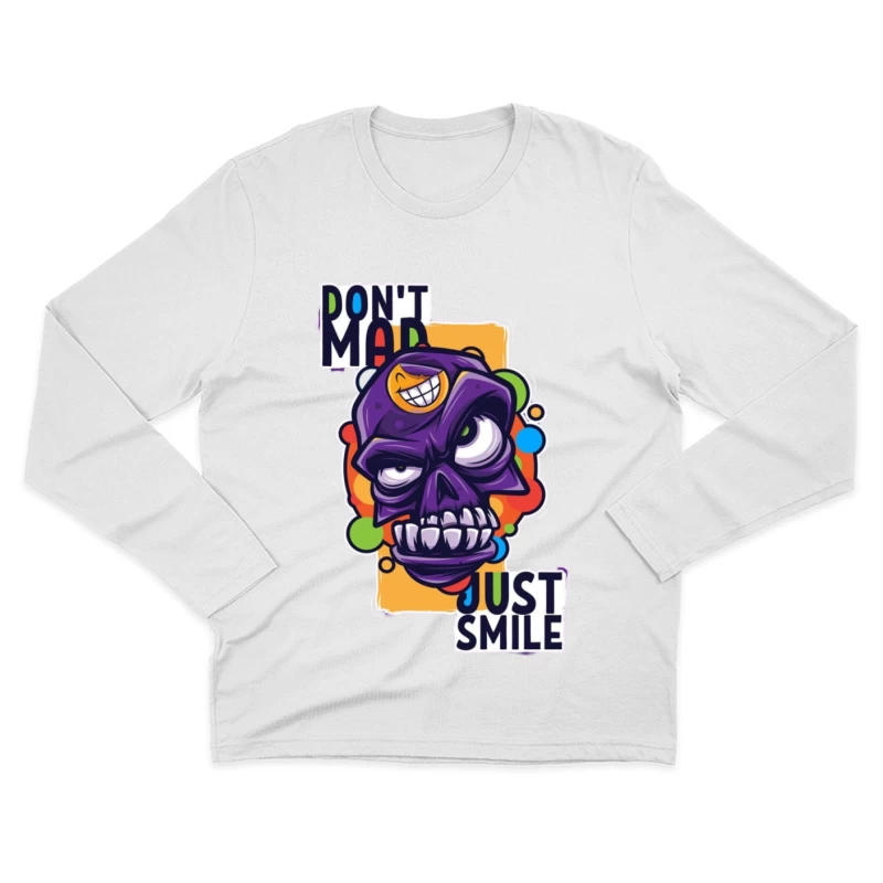 Lächelnder Totenkopf mit motivierendem Spruch Herren Langarm T-Shirt