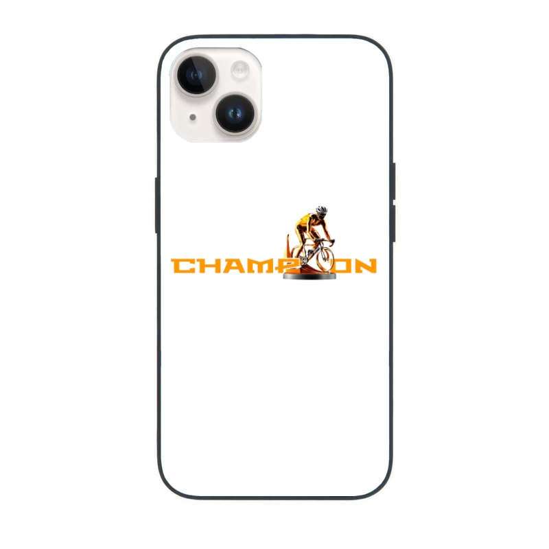 Champion Cycling Sports Logo with Trophy Cyclist iPhone Case