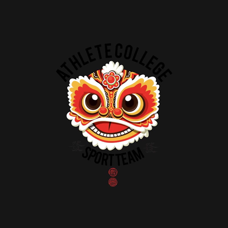 Chinesischer Löwenkopf Illustration Herren T-Shirt