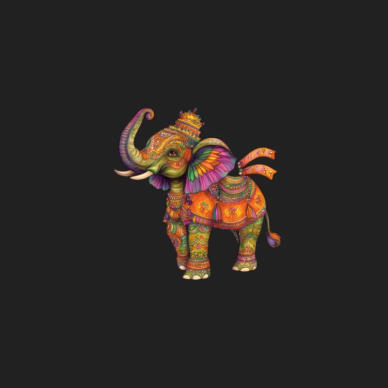Vibrant Fantasy Elephant in Ornate Indian-Inspired Style Bucket Hat