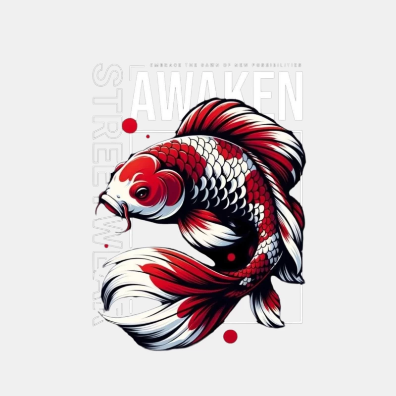 Koi Fish Art with Awakening Theme Male Tank Top